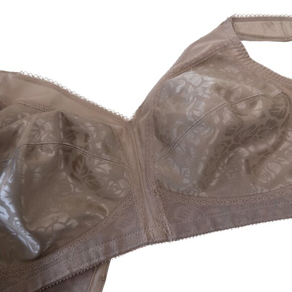 Playtex 18 Hour Women Lightweight Beige Satin Floral Wireless Bra Size 42C -4693 - Picture 12 of 14